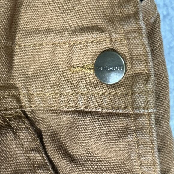 Carhartt Kids Canvas Bib Overalls Sz 3T Brown Double Knee Outdoor Farm **Stain** - Picture 5 of 10